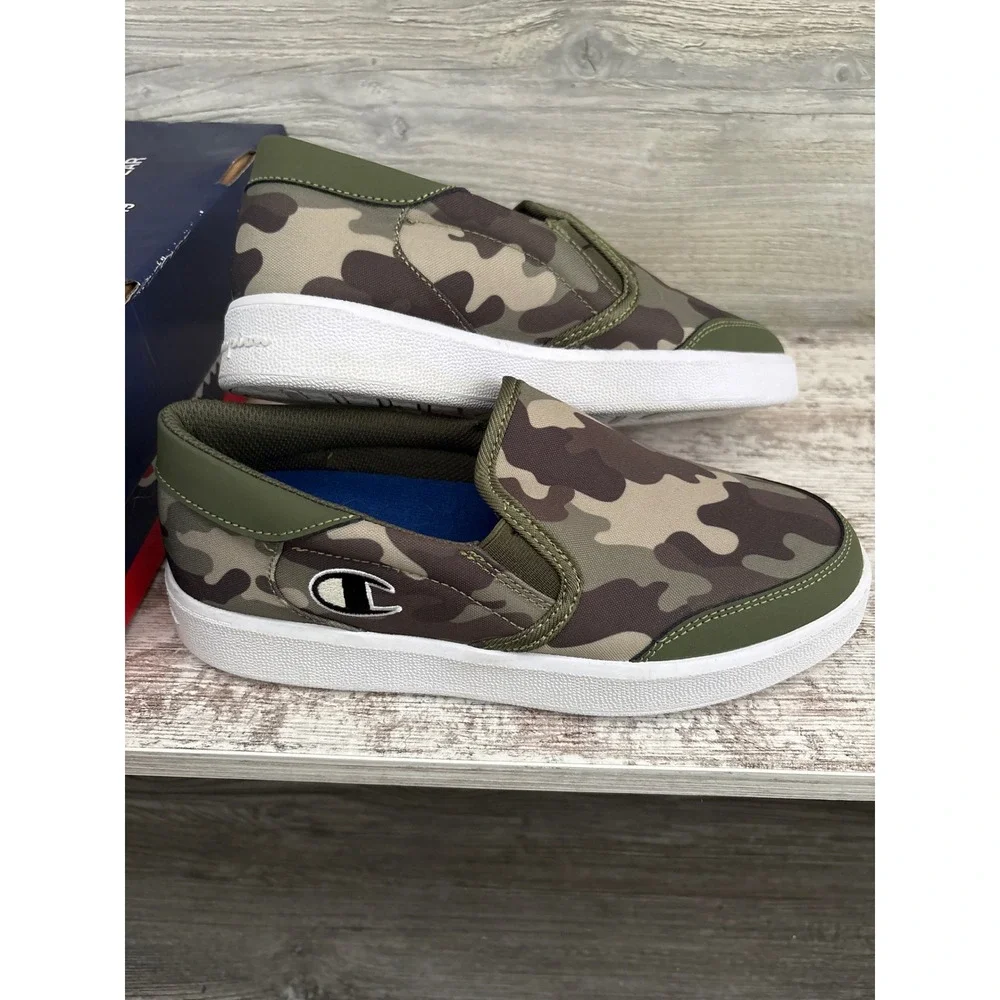 Champion Mere Camo Slip‎ On Sneakers Womens 7 Olive Green Canvas Shoes CA100045W